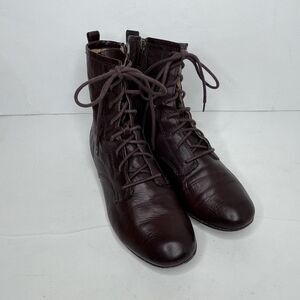 Frye Jillian Brown Leather Side Zip Lace Equestrian Style Boots Womens Size 8.5M